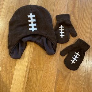 Baby football hat and gloves